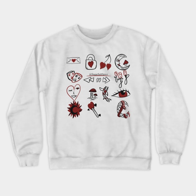 Red and black doodles #1 Crewneck Sweatshirt by SugarSaltSpice